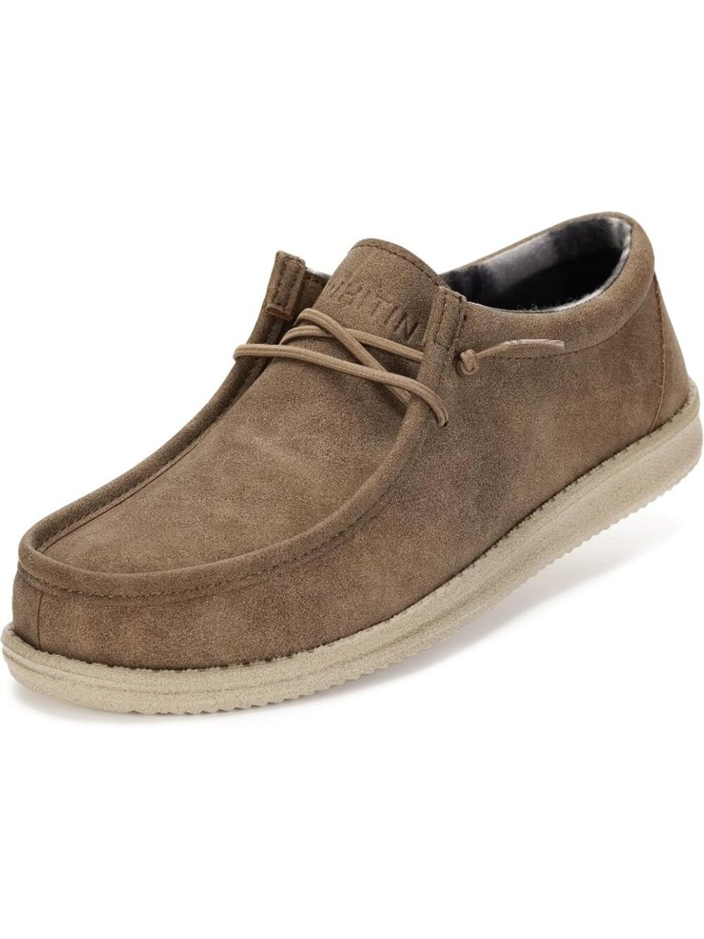 Whitin Men's Light Brown Moc Toe Breezy Stretch Knit Slip On Moccasin Loafers